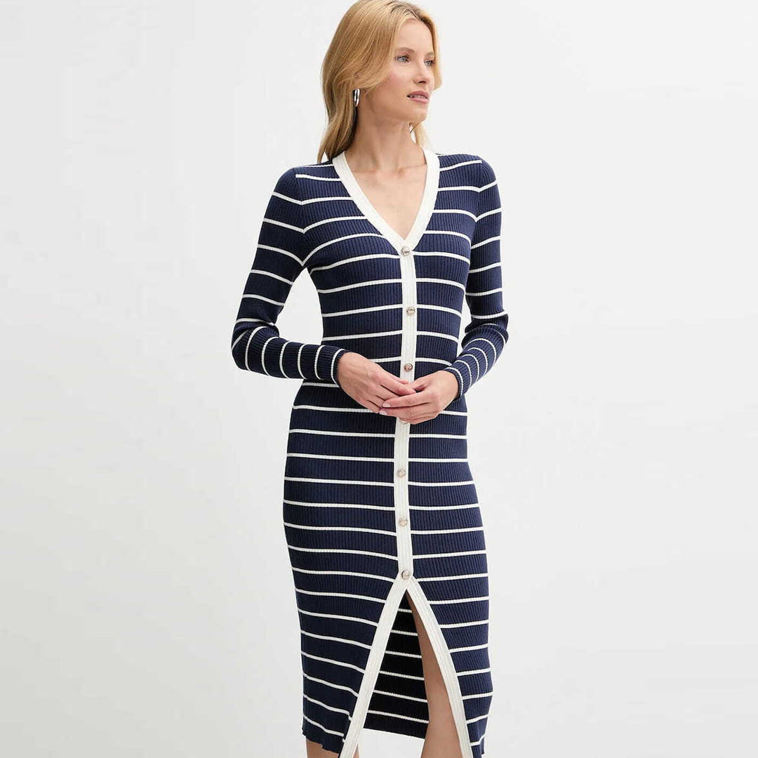 Fustan GUESS LS VN STRIPED ANDREA