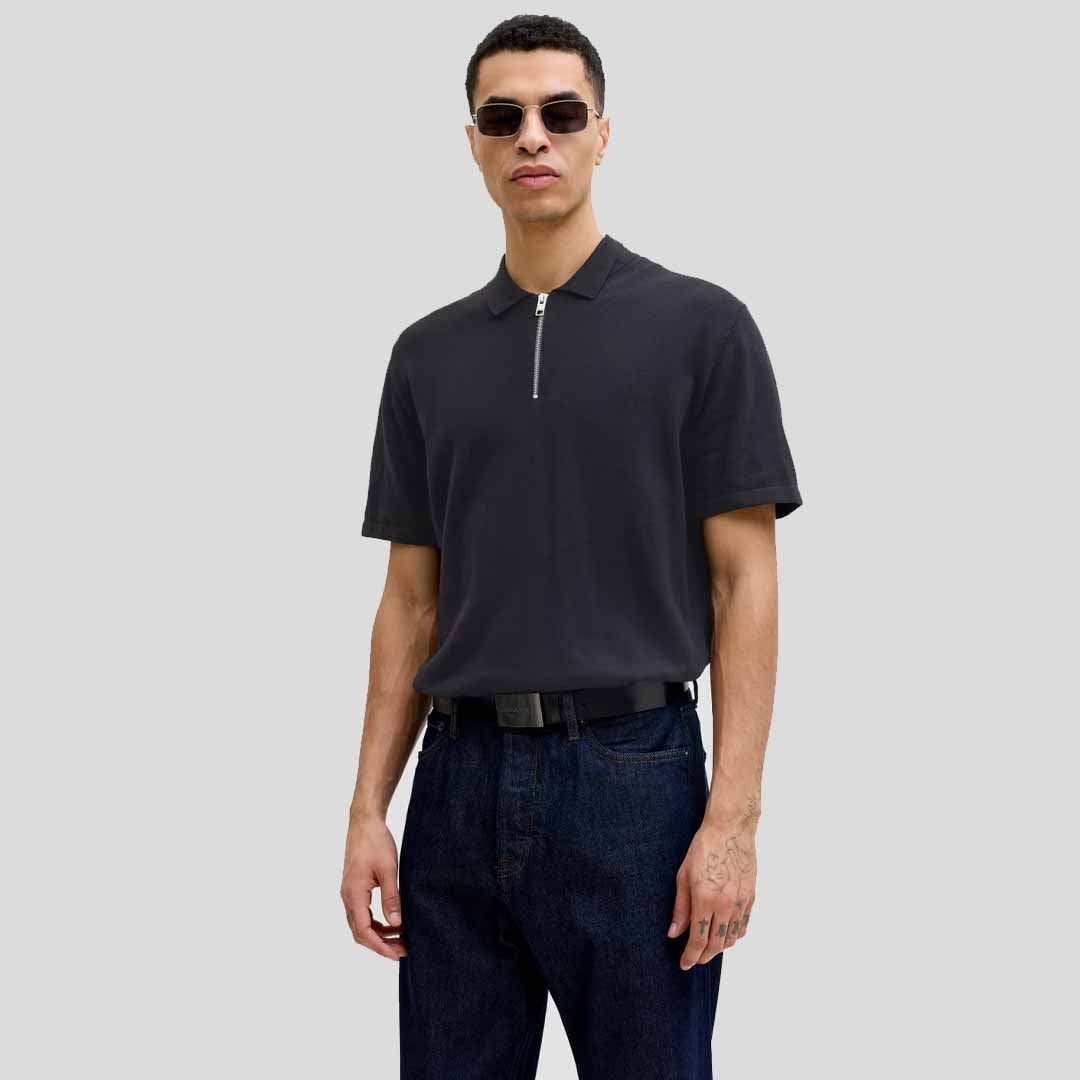 Maicë Jack & Jones JJEEMIL KNIT ZIP POLO SS SN