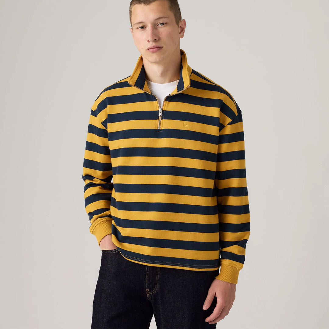Bluzë Levis CAMERON 1/4 ZIP POLLARD STRIPE NAVY BL