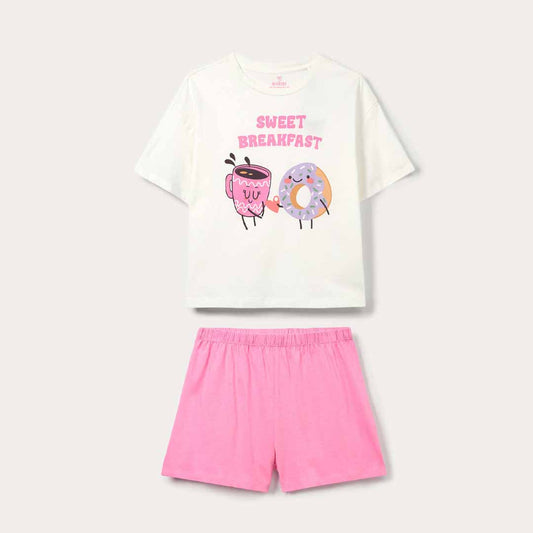 Pizhame Blukids SHORT PYJAMA ROSA/BIANCO