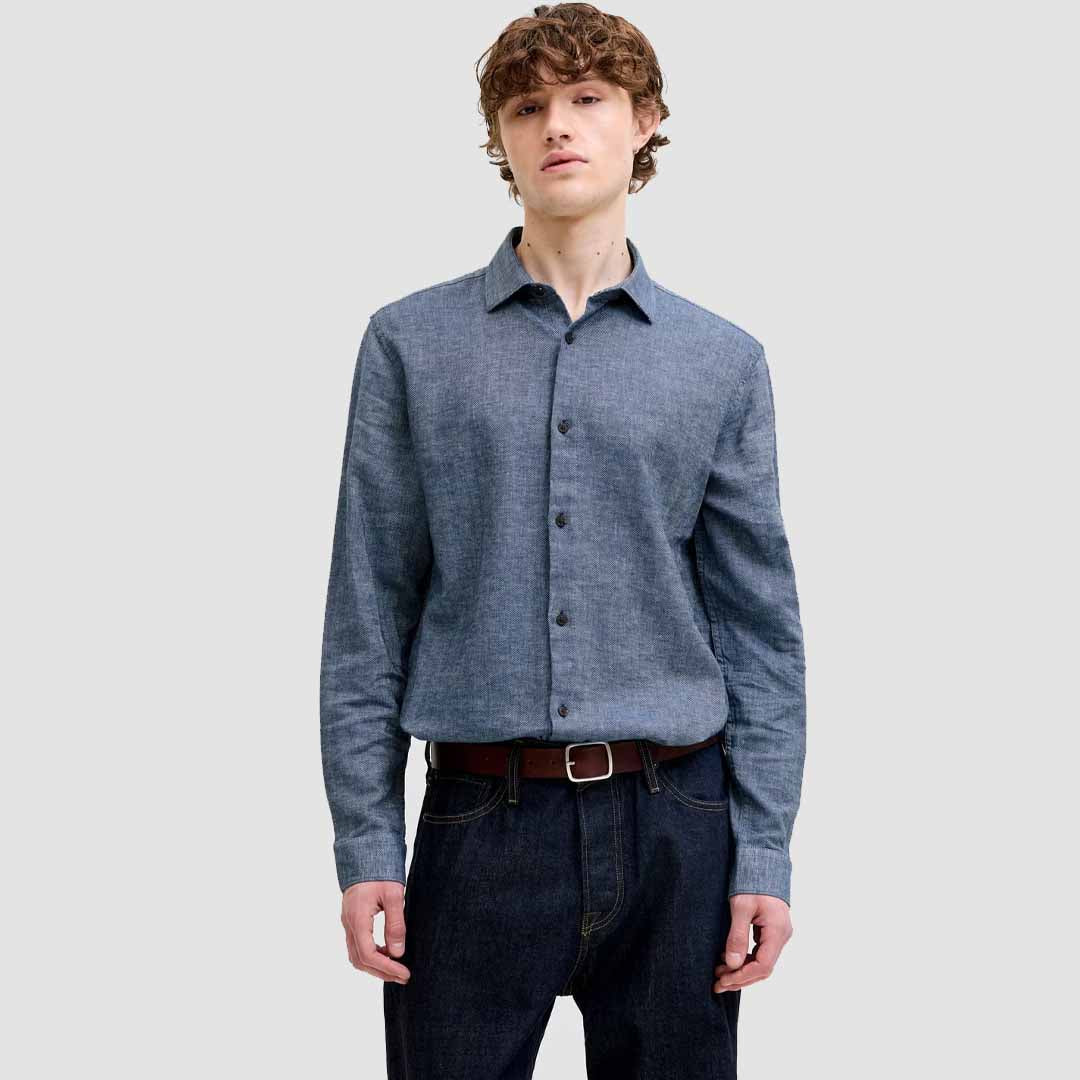 Këmishë Jack & Jones JPRBLAPARKER LINEN BLEND L/S SHIRT