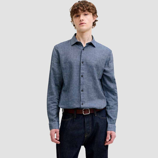 Këmishë Jack & Jones JPRBLAPARKER LINEN BLEND L/S SHIRT