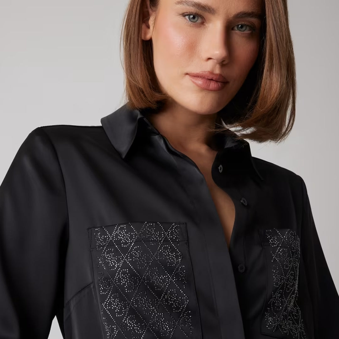 Këmishë Guess W5RH40WFQC2 JBLK