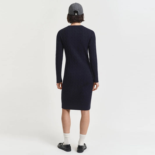 Fustan GANT STRETCH COTTON CABLE C-NECK DRESS