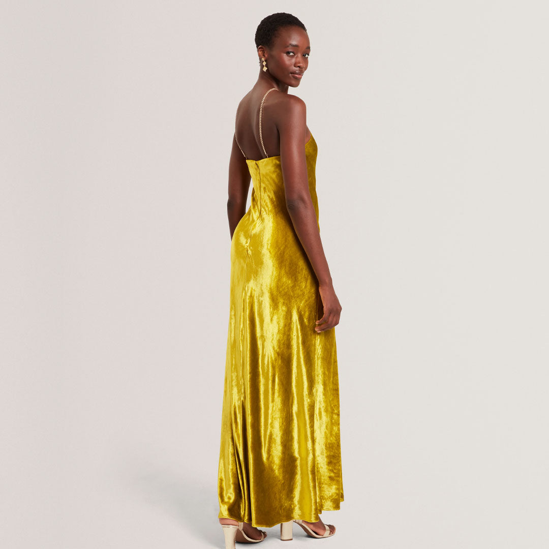 Fustan Velvet Halter Neck Maxi Dress