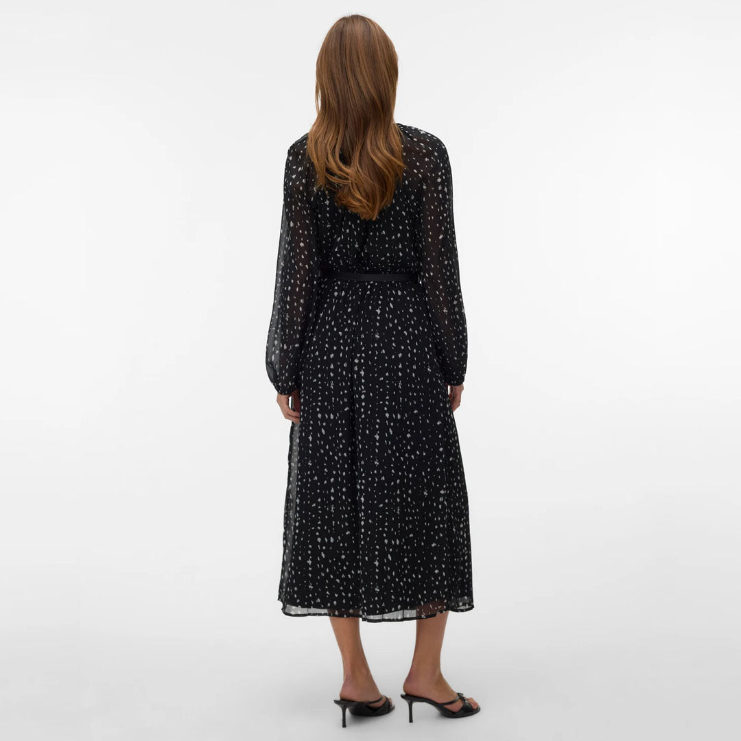 Fustan VERO MODA VMHOLLY LS V-NECK 7/8 BELT DRESS
