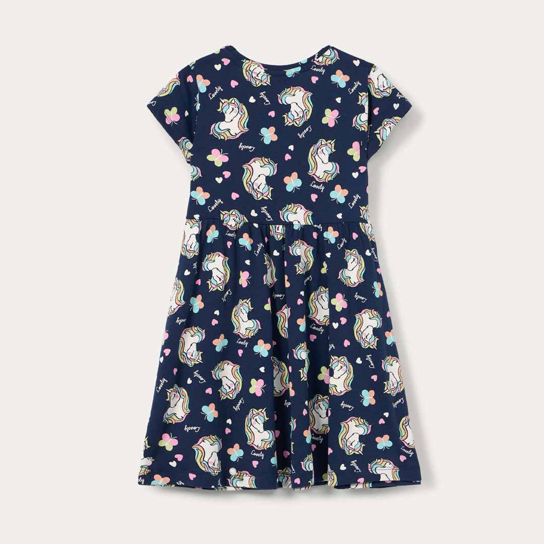 Fustan Blukids DRESS AOP    DARK BLUE