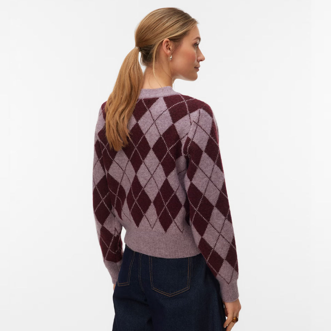 Xhemper Vero Moda VMHALO LS O-NECK ARGYLE CARDIGAN