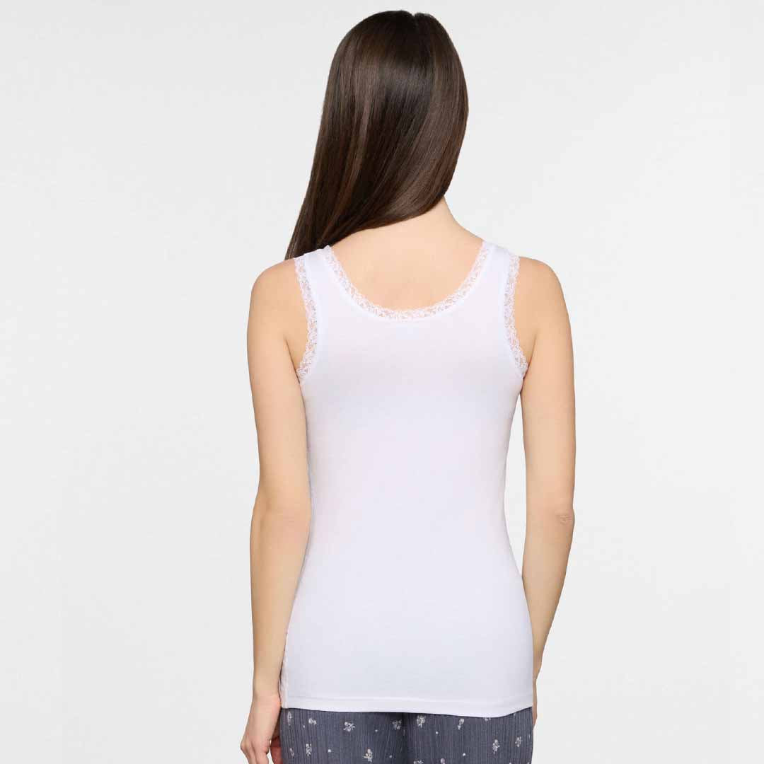 Maicë Upim TOP W/LACE   OPTICAL WHIT
