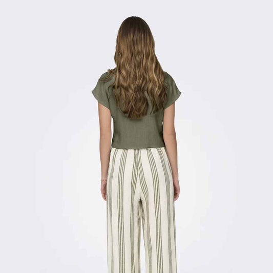 Bluzë Only ONLSIESTA SS KNOT LIN BL SHIRT PNT NOOS