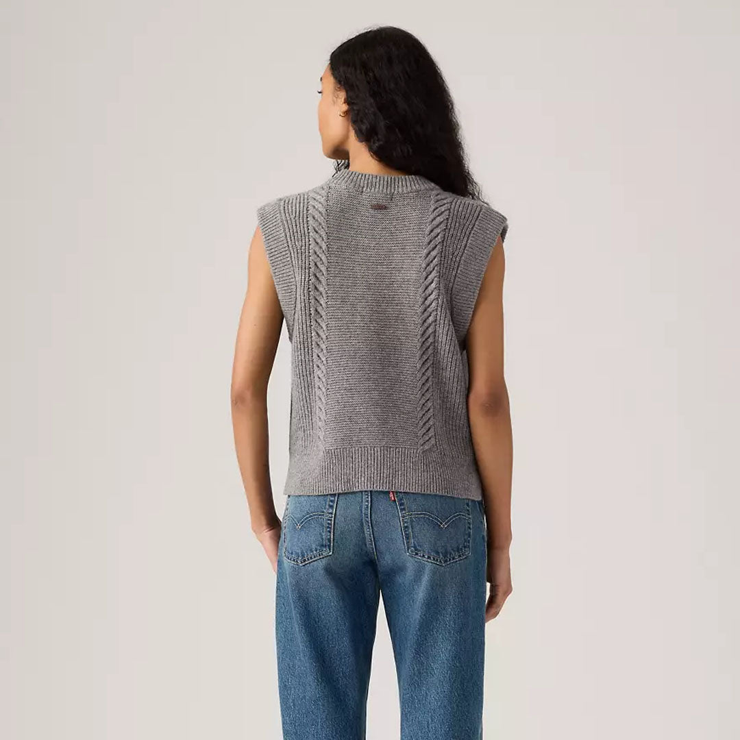Jelek LEVIS INES CABLE SWEATER VEST MID HEATHER GR