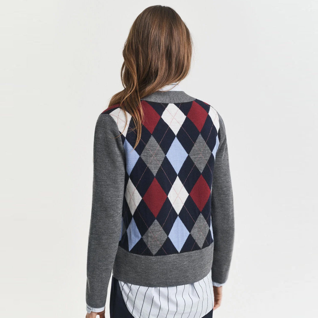 Bluzë GANT ARGYLE V-NECK CARDIGAN