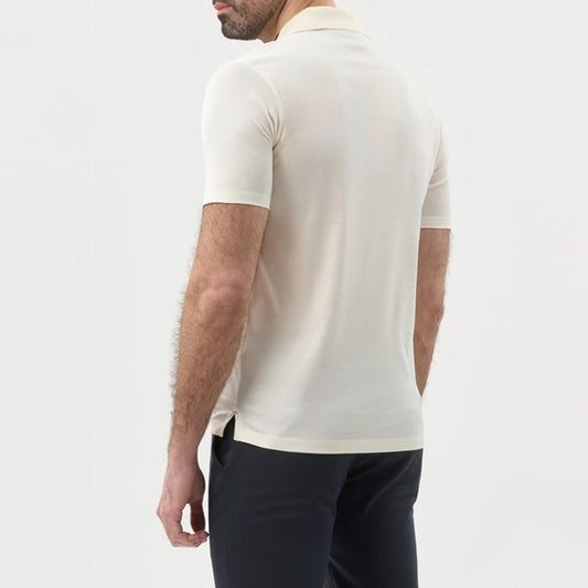 Maicë Paul & Shark MEN'S KNITTED COTTON ZIPPED POLO SHIRT
