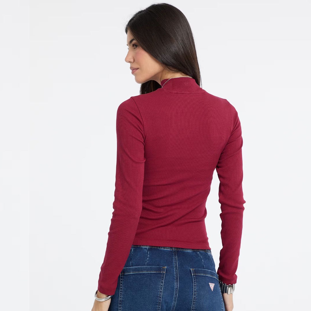 Bluzë GUESS JEANS GJ LS MOCK NECK EMBRO SLIM TOP