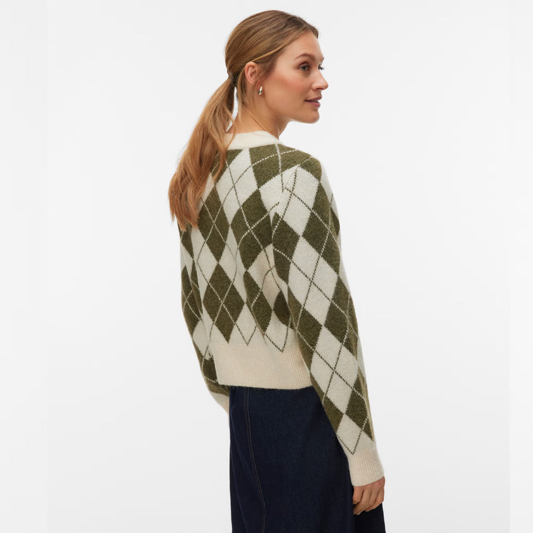 Xhemper Vero Moda VMHALO LS O-NECK ARGYLE CARDIGAN