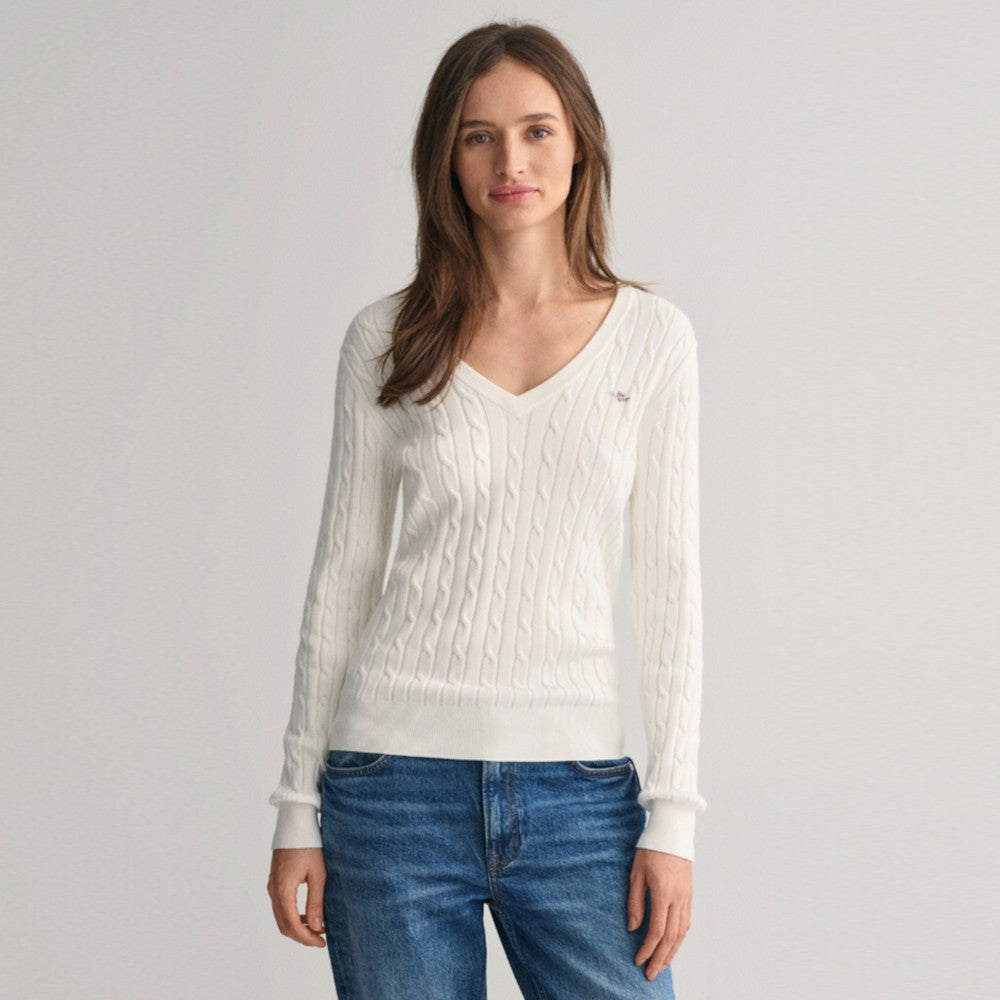 Xhemper GANT STRETCH COTTON CABLE V-NECK