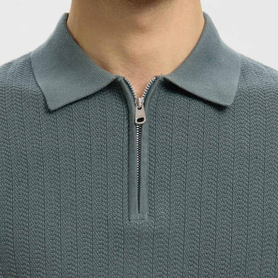 Maicë Selected SLMCRAN SS KNIT STRUCTURE ZIP POLO