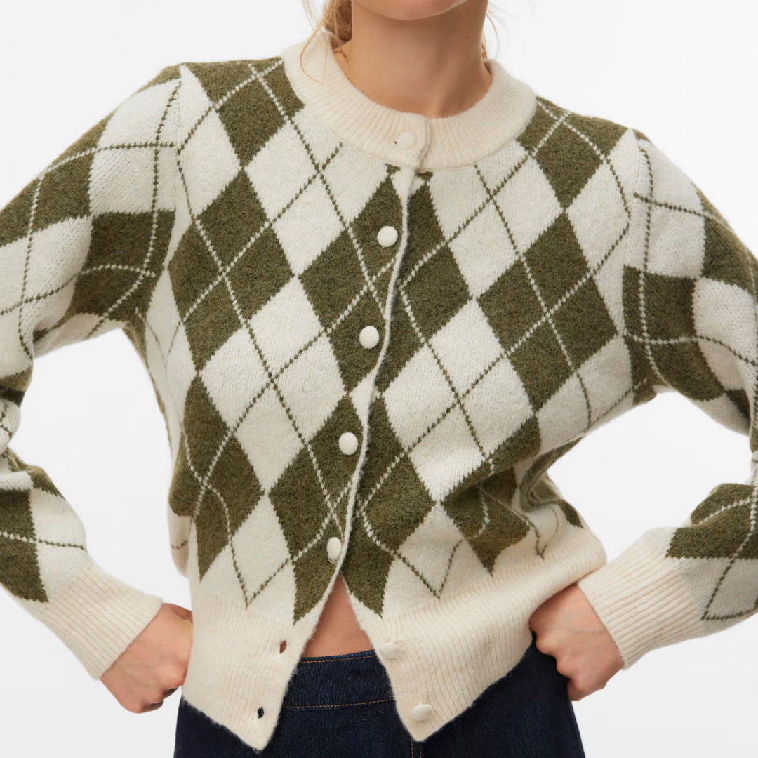 Xhemper Vero Moda VMHALO LS O-NECK ARGYLE CARDIGAN