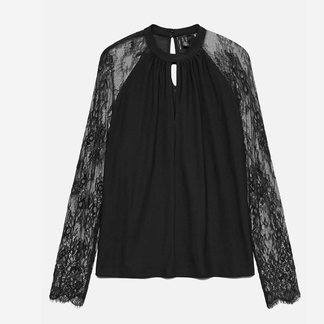 Bluzë Vero Moda VMMILLA LS LACE TOP JRS NOOS