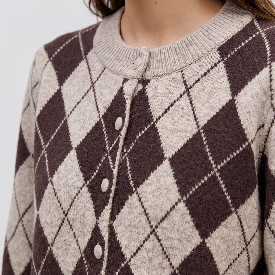 Xhemper Vero Moda VMHALO LS O-NECK ARGYLE CARDIGAN
