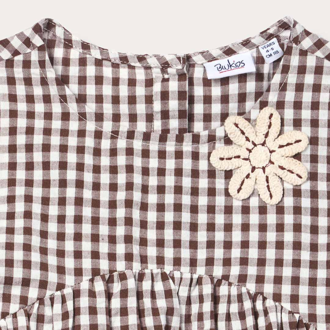 Fustan Blukids DRESS        MARRONE/BIAN