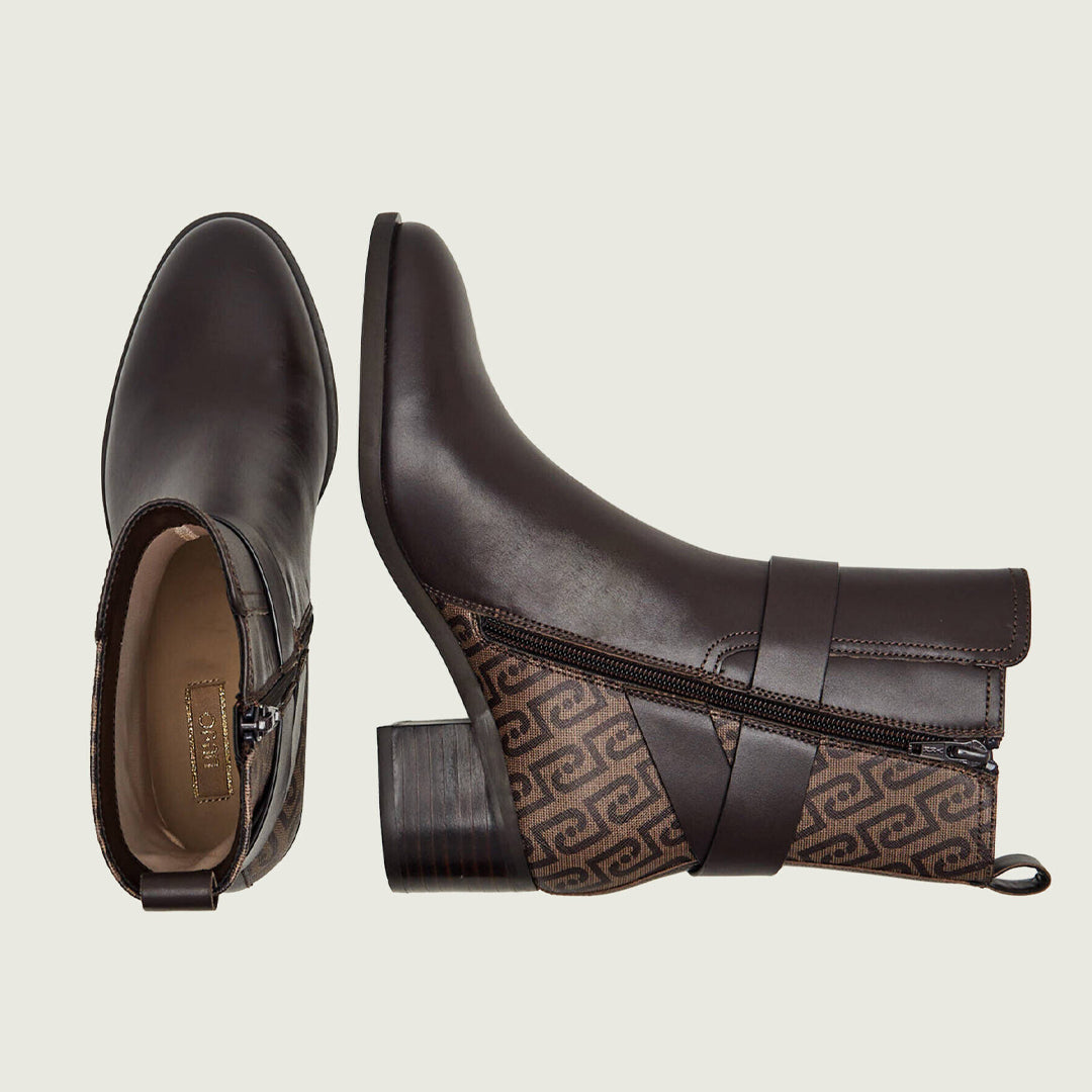Këpucë Liu Jo JANICE 03 - ANKLE BOOT CALF LEATHER/MONOGRA MOKA