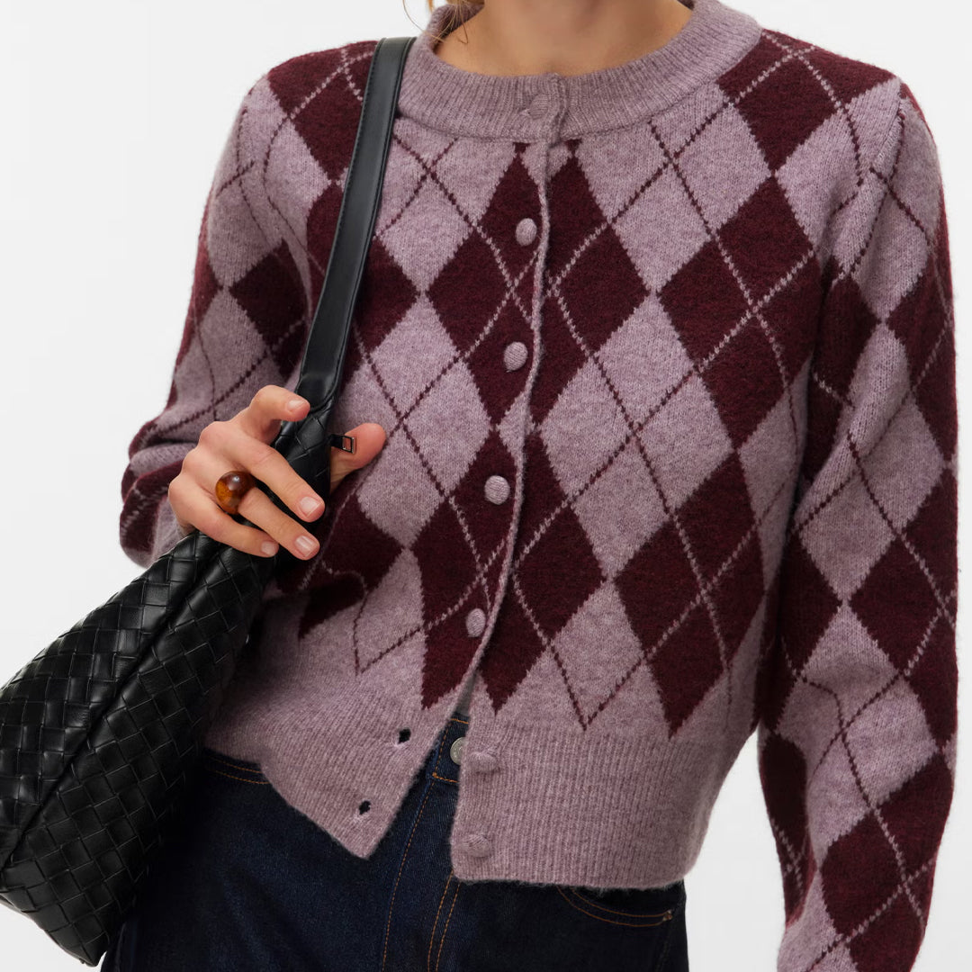 Xhemper Vero Moda VMHALO LS O-NECK ARGYLE CARDIGAN