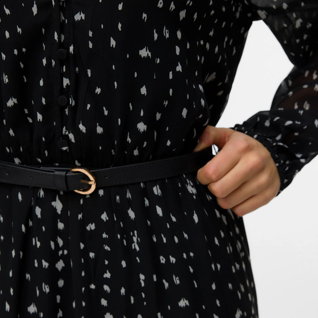 Fustan VERO MODA VMHOLLY LS V-NECK 7/8 BELT DRESS