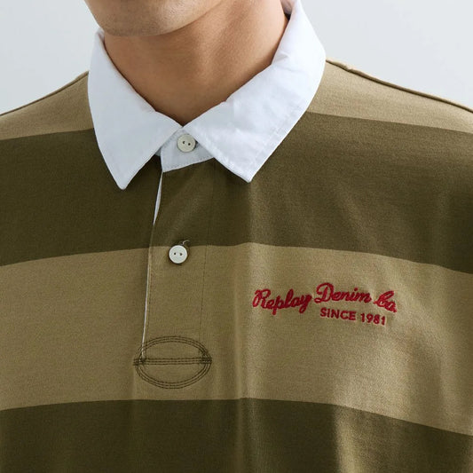 Bluzë Replay STRIPED HEAVY COTTON JERSEY
