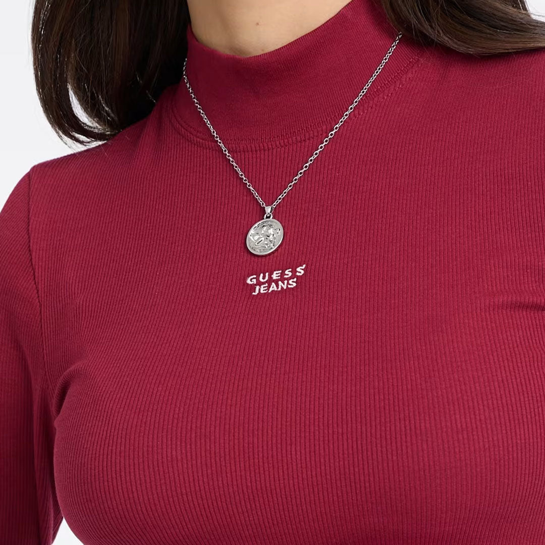 Bluzë GUESS JEANS GJ LS MOCK NECK EMBRO SLIM TOP