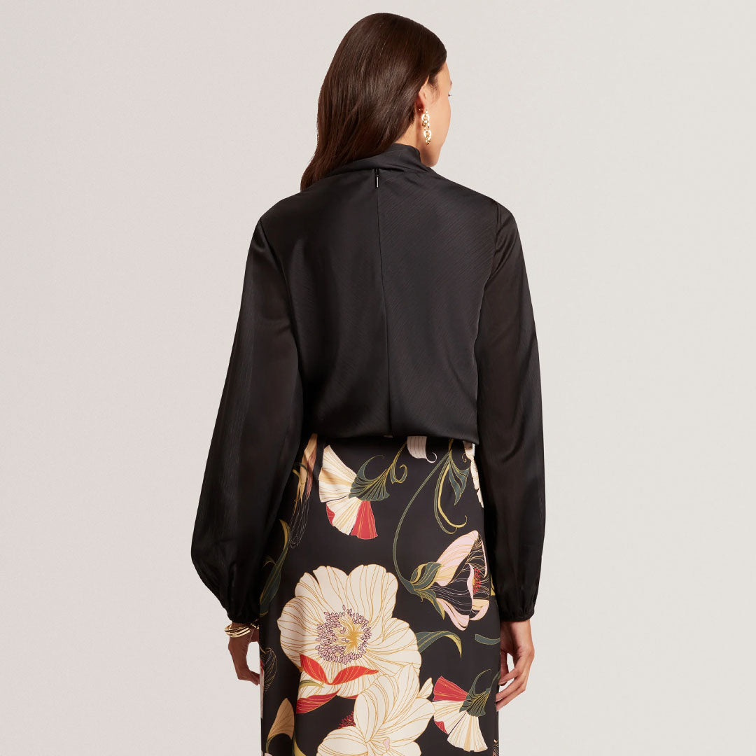 Bluzë Neck Tie Printed Long Sleeve Top