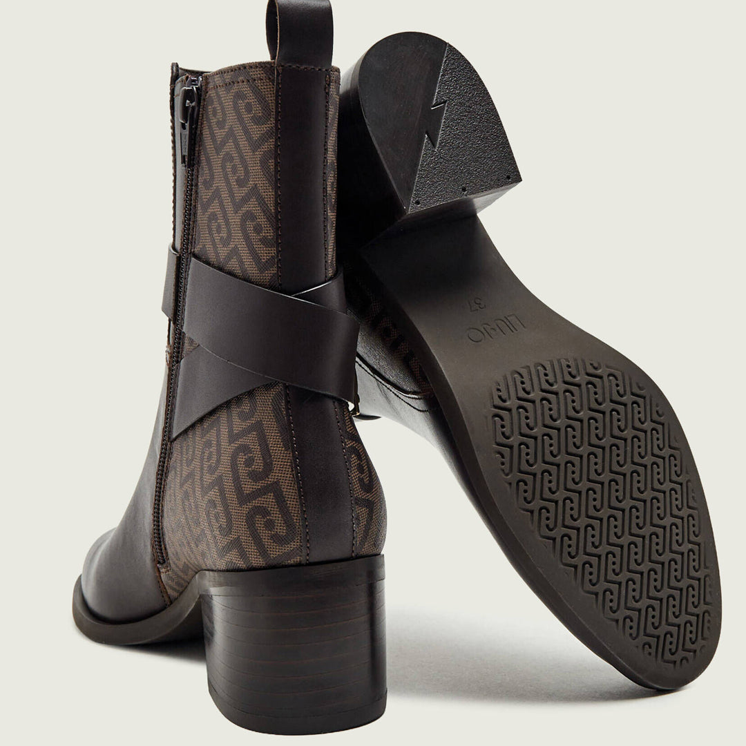 Këpucë Liu Jo JANICE 03 - ANKLE BOOT CALF LEATHER/MONOGRA MOKA
